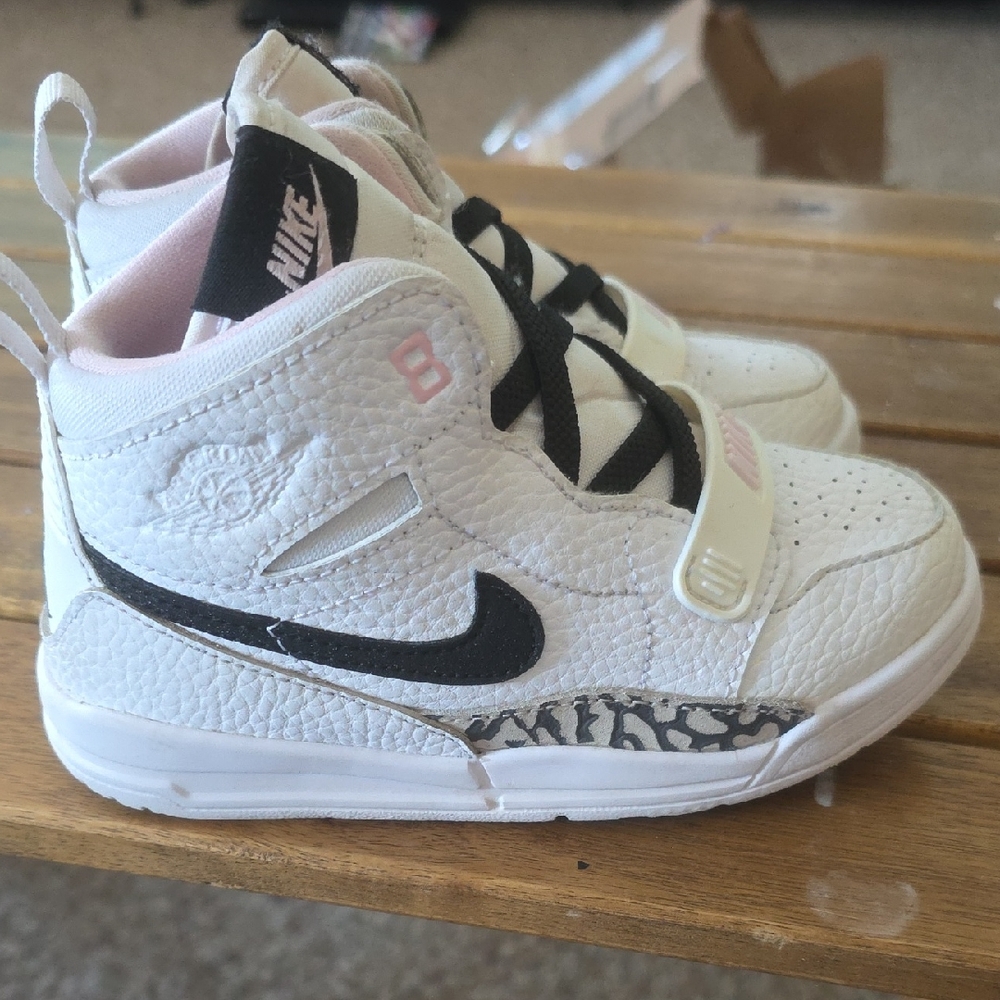 Nike Kids Jordan White and Black High-Top Sneakers